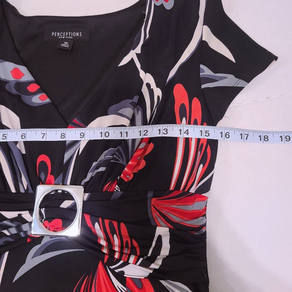 Perceptions New York Dress | Size 10 | Bold Floral Belted Style - Picture 9 of 11
